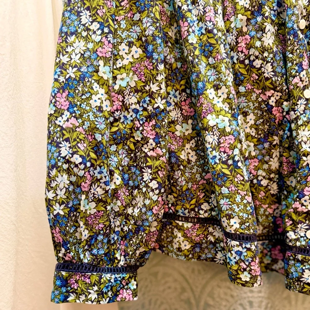 Old Navy Floral Cotton Pintuck Blouse Sz 2X - Picture 5 of 9